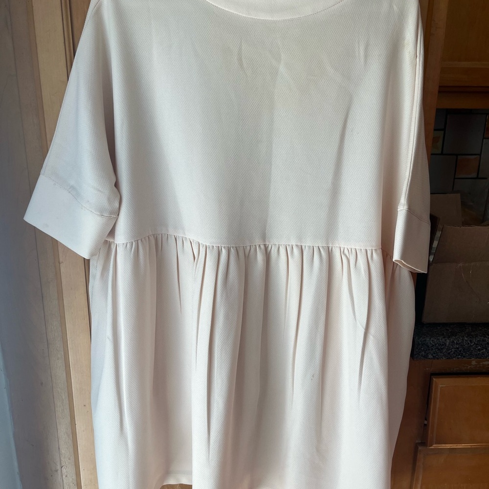 Cream Boxy Tunic with Elbow-Length Sleeves